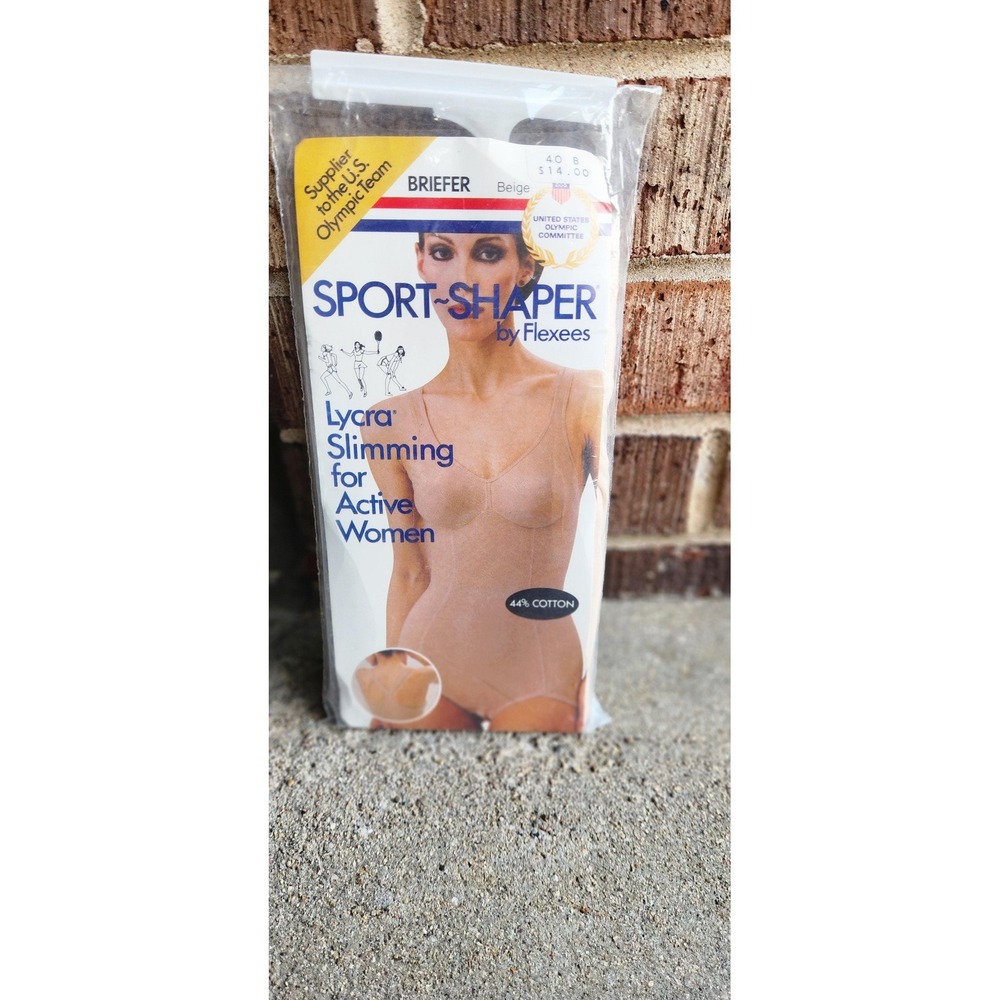Vintage Flexees Sport-Shaper Action Briefer Womens 40B Beige Lycra Shapewear 70s